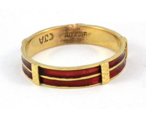 A 22ct yellow gold (stamped 916) enamelled ring, (T.5)&nbsp;W. 4.0g.