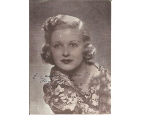 Joan Bennett signed 7 x 5 b/w cinema leaflet photo. Joan Geraldine Bennett 27/2/1910 to 7/12/1990 was an American actress app