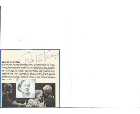 Rachel Kempson signed 5 x 5 magazine cutting. Rachel Lady Redgrave 28/5/2003 to 24/5/2003 was an English actress appearing in
