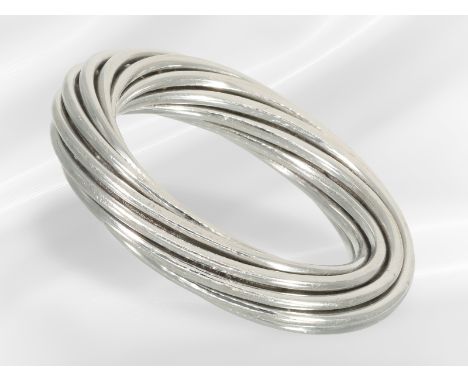Ring: ausgefallener Wempe-Goldschmiedering aus 18K Weißgold: Ca. Ø16,5mm, RG53, ca. 7,9g, 18K Weißgold, ca. 4mm breit, innen 