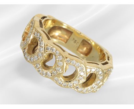 Ring: sehr hochwertig und aufwendig gearbeiteter Designer-Brillant-Goldschmiedering, 18K Gold: Ca. Ø18,5mm, RG58, ca. 11,4g, 