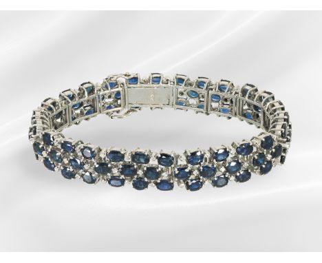 Armband: ausgefallenes, vintage Saphir-/Diamantarmband, 70er Jahre, ca. 23ct: Ca. 18cm lang, ca. 12mm breit, ca. 40g, Handarb