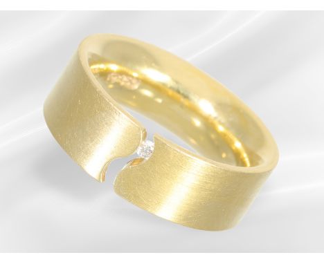Ring: hochwertiger, moderner schwerer Brillant-Spannring von Niessing: Ca. Ø16mm, RG51, ca. 7mm breit, ca. 14,4g, 18K Gold, H