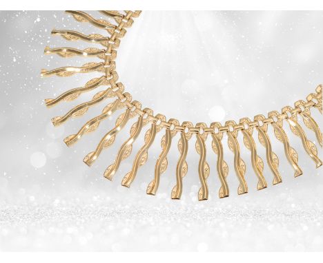 Dekoratives vintage Goldschmiede-Collier aus 18K Gelbgold: Ca. 42,5cm lang, ca. 51,2g, 18K Gelbgold, im Verlauf gefertigt, Mi