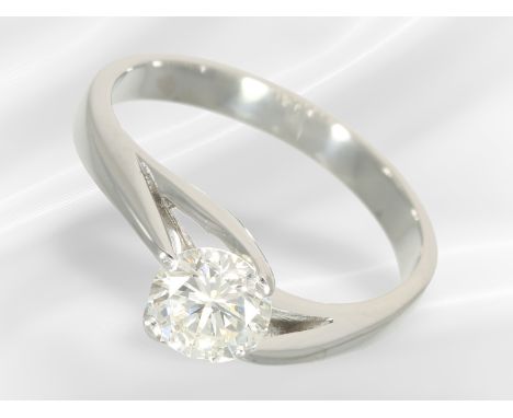 Ring: hochwertiger Solitär-Ring von Wempe, Brillant in Spitzenqualität, Lupenrein, 0,75ct: Ca. Ø17mm, RG54, ca. 3,5g, 18K Wei