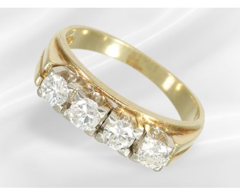 Ring: vintage Brillant/Gelbgoldring, ca. 0,68ct: Ca. Ø17,5mm, RG55, ca. 5,3g, 14K Gold, schauseitig 4 Brillanten von jeweils 