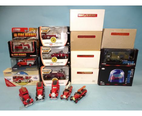 Corgi Classics, 97361 AEC New Zealand Fire Brigade fire engine, twelve other fire vehicles by Corgi and Matchbox, (all boxed)