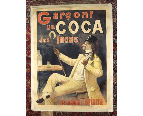 "Garçon! Un Coca des Incas - Le Meilleur Aperitif", an early-20th century advertising poster depicting a gentleman seated at 