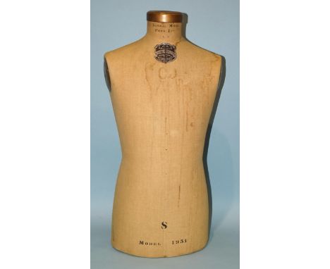 A J R Bauman, "Normal Model Form", "S Model 1951", cloth-covered mannequin, male.