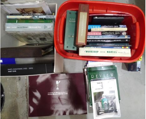 Various motoring books and related material, including Bentley/Rolls Royce Parts Identifiers 1955-2003, Interior Swatches, Au