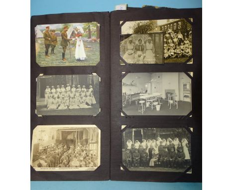 A WWI nursing album of postcards (41) and photographs (31), mainly of WWI nurses, patients and hospitals, including many RPs,