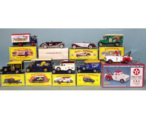 Matchbox, Models of Yesteryear, Code 2 models, including Y18-2 "Zlatá Praha" (Czech), Y20-1 "MICA Hershey 2000" (maroon/silve