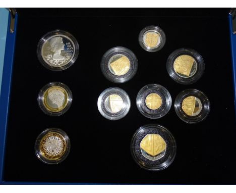 The Royal Mint, 'The 2012 United Kingdom Diamond Jubilee Silver Proof Ten-Coin Set', cased with certificate of authenticity n