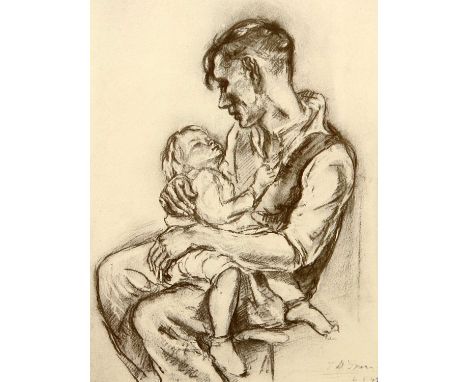 TOM McGUINNESS (1926-2006) MINER AND CHILD Y signed and dated '05 in the margin, numbered 95/200 with letter of authenticatio