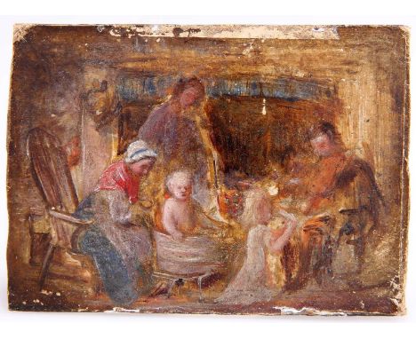 SCOTTISH SCHOOL (19TH CENTURY) IN THE CROFT, A SKETCH Oil on boardUnframed 8.25cm x 11.5cm