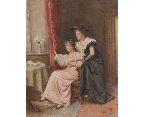 GEORGE GOODWIN KILBURNE (1839-1924) READING THE MANUSCRIPT SignedWatercolour 32cm x 26cmWith Walker Galleries