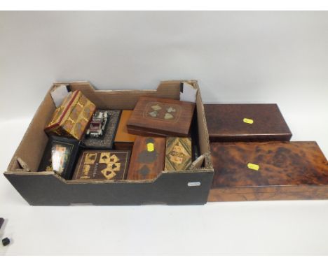A QUANTITY OF VINTAGE WOODEN PLAYING CARDS BOXES