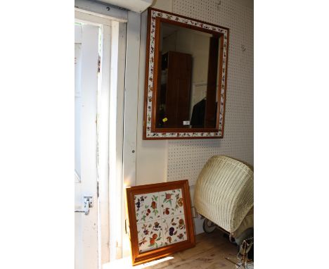 A ROYAL WORCESTER EVESHAM TILE FRAMED MIRROR AND MATCHING SERVING TRAY