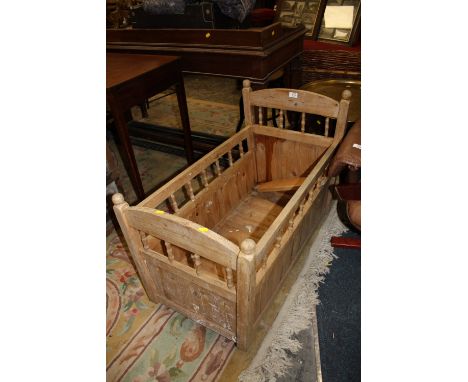 A VINTAGE PINE ROCKING CRIB A/F