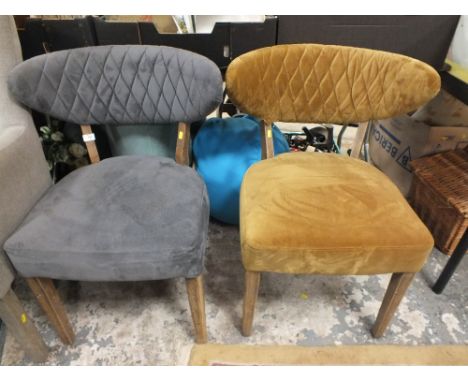 TWO VINTAGE STYLE VELVET DINING CHAIRS