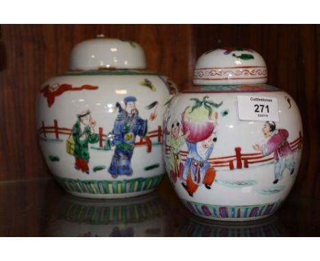 TWO CHINESE CERAMIC GINGER JARS