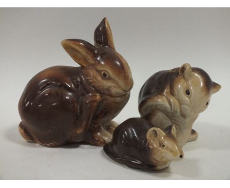 THREE POOLE POTTERY SMALL ANIMAL FIGURES