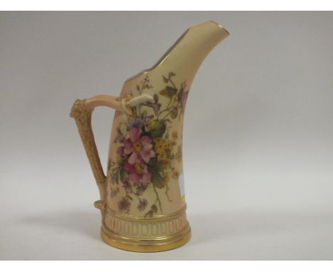 A ROYAL WORCESTER BLUSH IVORY CERAMIC JUG 