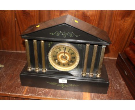 A VINTAGE SLATE MANTEL CLOCK 