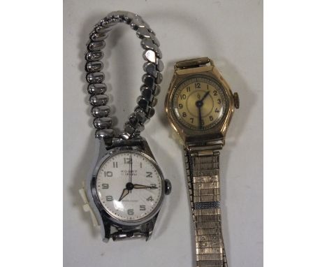 A LADIES VINTAGE RONET WRISTWATCH TOGETHER WITH A GOLD PLATED EXAMPLE (2) 
