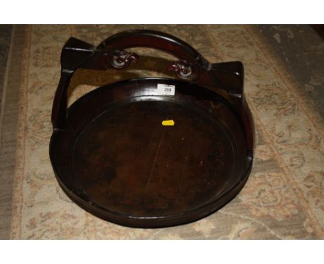 A VINTAGE ORIENTAL STYLE WOODEN BASKET