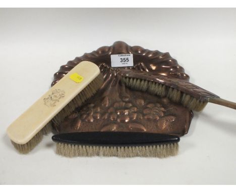 A VINTAGE CRUMB TRAY AND BRUSH ETC