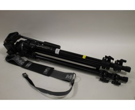 A MANFROTTO TRIPOD SERIAL NUMBER 14B/0990 WITH CARRY CASE