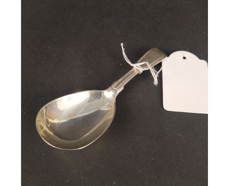 A Victorian silver caddy spoon, London 1838 by Benjamin Smith, with engraved crest