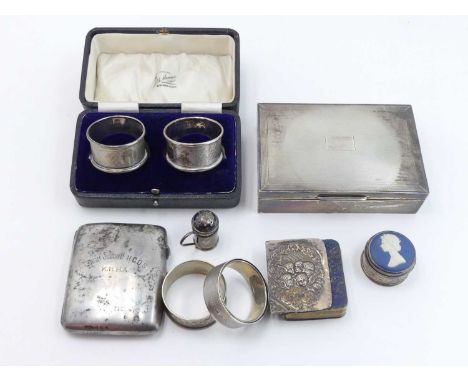 A George V silver pocket cigarette case, having faux tortoiseshell interior and presentation inscription 'From Junior N.C.O.S