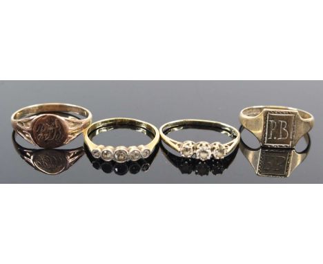 A vintage 18ct gold diamond set five-stone half-hoop ring, the round cut graduated diamonds each being bezel set, size O, 1.8