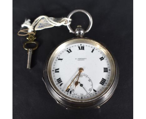 An early 20th century silver pocket watch by A. Yewdall, Leeds, the white dial with Roman numerals and a subsidiary ten minut