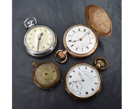 Four assorted pocket watches including Watchmakers to the Admiralty gold plated, Thos Russell &amp; Son gold plated hunter, I