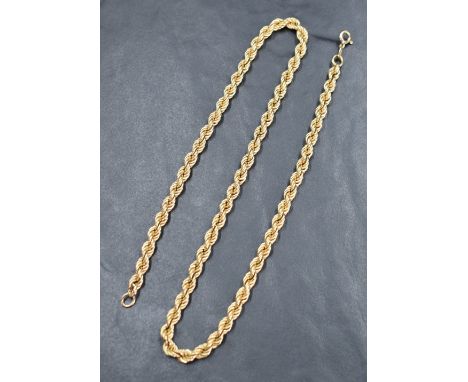 A 9ct gold rope chain, approx 18' &amp; 8.8g