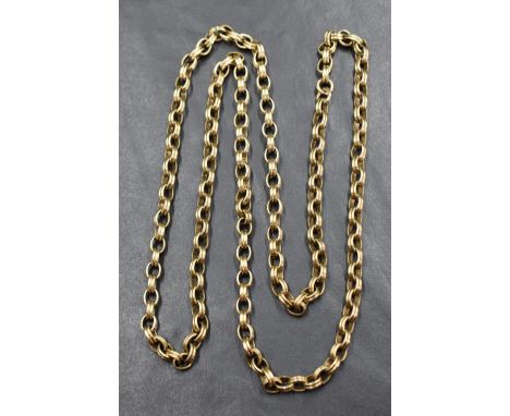 A 9ct gold reided belcher link chain, approx 30' &amp; 44g
Condition report: Individual links approxiamtely 0.7cm L x 0.5cm W