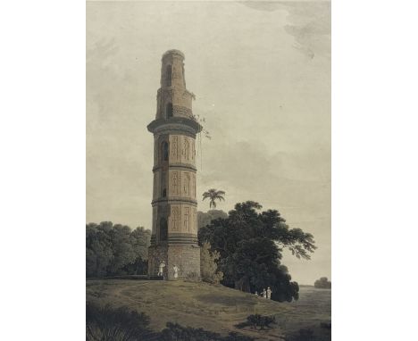 By and after Thomas Daniell R A (British 1749-1840) and William Daniell (British 1769-1837): 'A Minar at Gour' (Ancient Capit