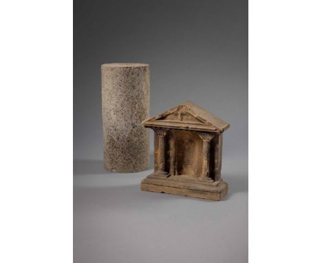A MINIATURE ROMAN CARVED LIMESTONE ALTAR/SHRINE  POSSIBLY 3RD/4TH CENTURY BC 30.5cm wide, 32.5cm high, 10.5cm deep   Together