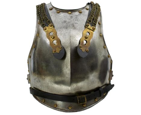 A WATERLOO PERIOD FIRST EMPIRE FRENCH MODEL 1812 CUIRASSIER'S BREAST AND BACKPLATE, the chest with raised medial ridge, round