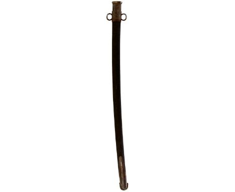 A RARE 1900 PATTERN EXPERIMENTAL CAVALRY TROOPER'S SCABBARD, the black painted wooden body with steel mounts. Designed for th