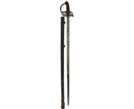 AN UNUSUAL 1827 PATTERN RIFLE REGIMENT OFFICER'S SWORD, 82.5cm broadsword blade by Cater &amp; Co., Pall Mall, London, etched