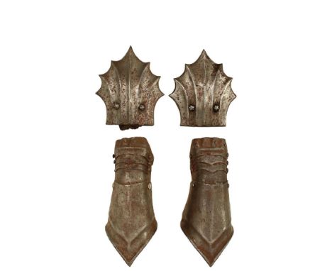 A SELECTION OF 19TH CENTURY AND LATER ELEMENTS OF MINIATURE ARMOUR, to include a pair of gauntlets, a single mitten gauntlet,
