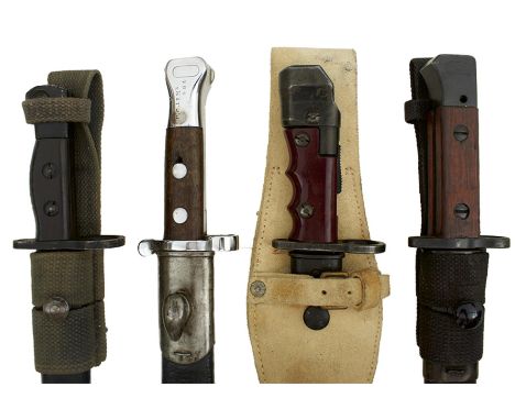 A NO.5 JUNGLE CARBINE BAYONET, heavily sharpened blade, with frog, together with an 1888 MKI Second Type bayonet by Wilkinson