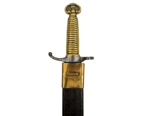 A RARE SPANISH MODEL 1858 ARTILLERY BAYONET, 44cm clipped back fullered blade etched FABRICA D TOLEDO and ANO D 1865, charact