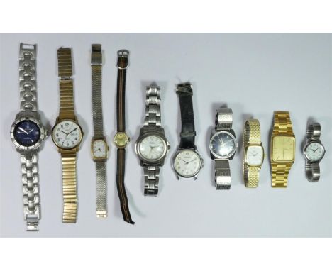 Tissot, a gold plated 125 quartz gentleman's wristwatch, case, Summit, a blue dial date manual wind wristwatch and other quar
