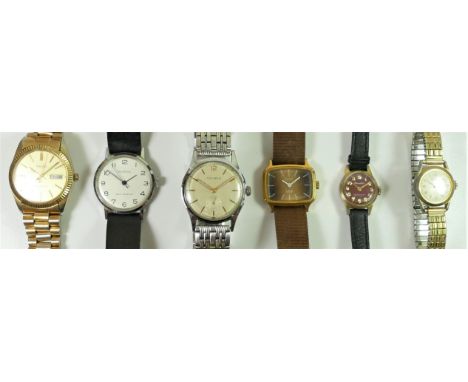 Huguenin, a stainless steel manual wind gentleman's wristwatch, Chateau, a 17 jewel oblong manual wind wristwatch and four ot