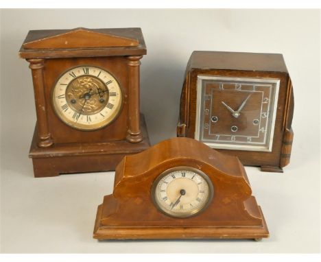 A collection of manual wind mantle clocks to include makers - Elliott and Smiths. (2) 
